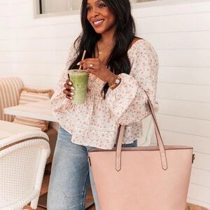 Poppy & Peonies Blush Pink Tote